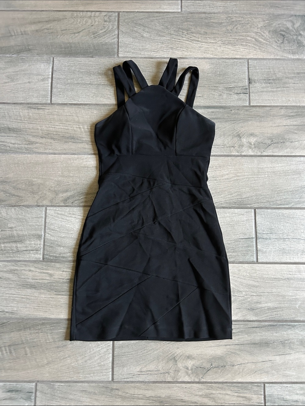 Emerald Sundae Black Strappy Mini Dress